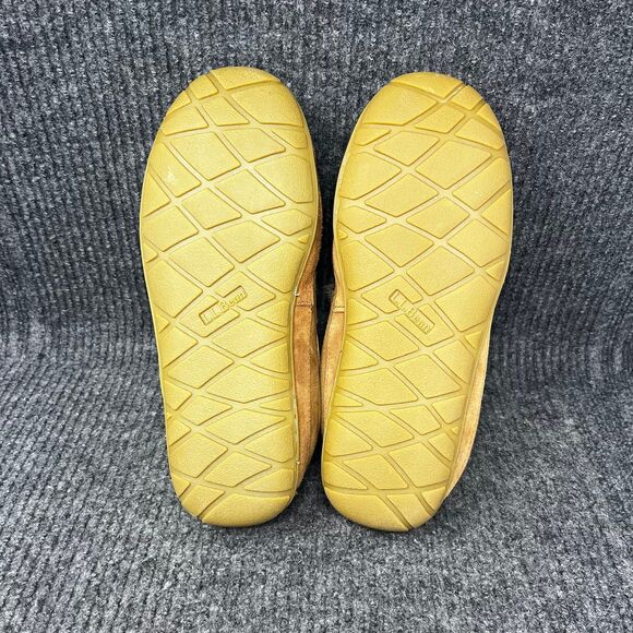 L.L. Bean Wicked Good Slippers Suede Rubber Sole Shearling Moccasin Men 8 Wide - Picture 6 of 8